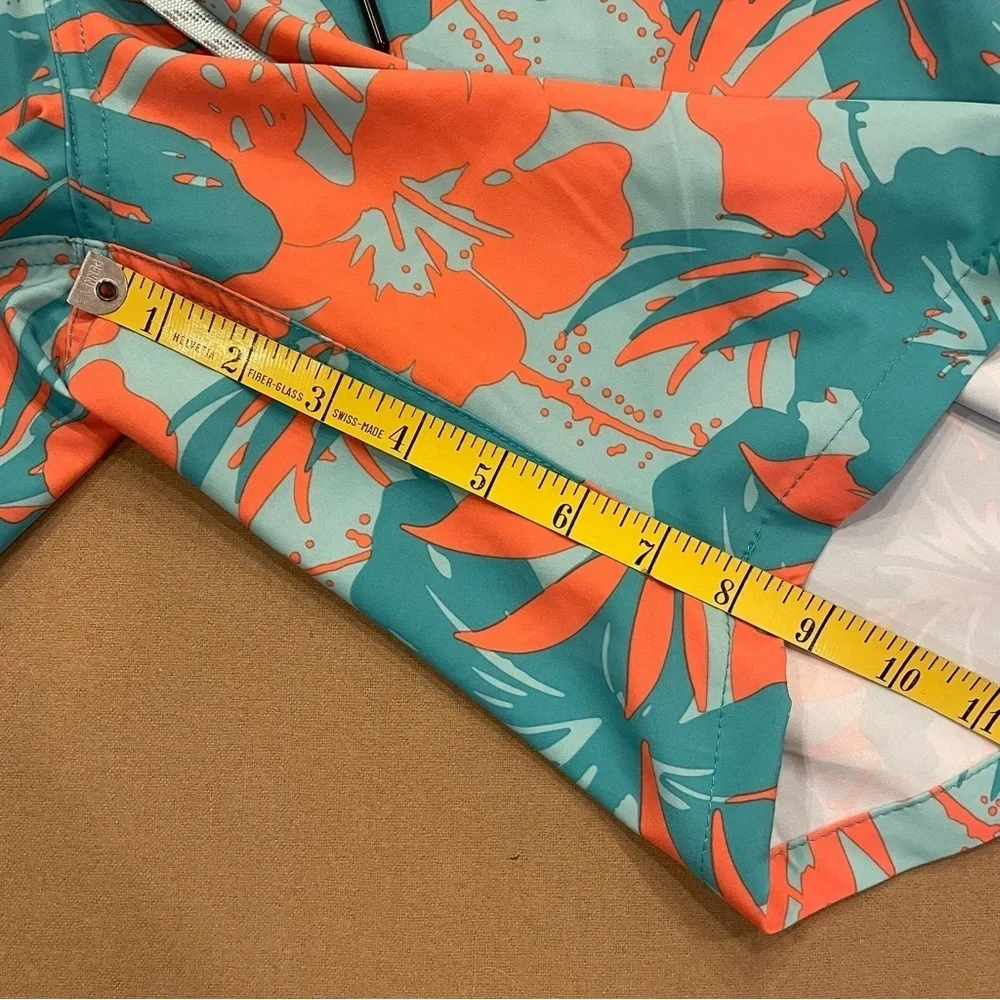 ZeroXposur Men’s Lined Swim Trunks Orange and Blue Tropical Print Large New!